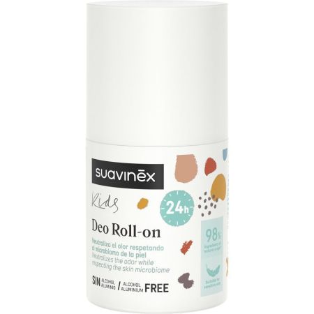 Suavinex Kids Deo Roll-On Desodorante de textura ligera con ingredientes de origen natural deja transpirar sin obstruir poros 50 ml