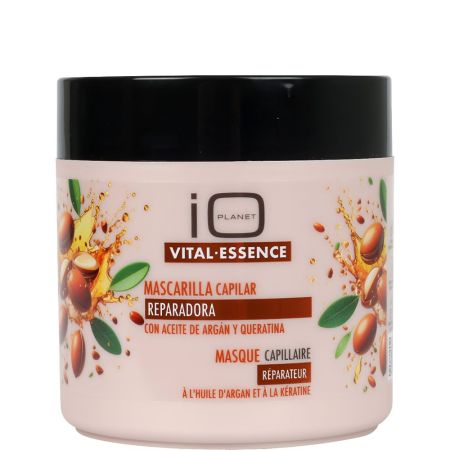 Io Planet Vital Essence Mascarilla Reparadora Mascarilla con aceite de argán y queratina reparan y aporta brillo para cabellos secos o dañados 400 ml