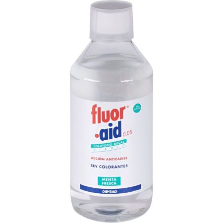 Fluor Aid Colutorio Bucal Diario Enjuage bucal anticaries sin colorantes con sabor a menta fresca 500 ml