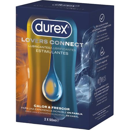 Durex Lovers Connect Lubricantes Estimulantes Estuche Set de lubricación íntima produce una estimulante sensación de frescura y suave cosquilleo