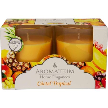 Aromatium Vela Home Fragances Cóctel Tropical Duplo Vela perfumada de cera vegetal con fragancia 2x57 gr