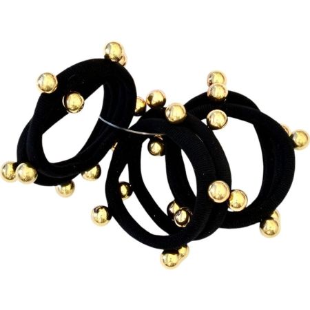 Inca Gomas Negras Con Bolitas Doradas Gomas para el cabello permiten realizar diferentes peinados 3 uds