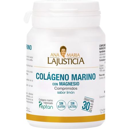 Ana Maria La Justicia Colágeno Marino Con Magnesio Complemento Alimenticio Complemento alimenticio ayuda a mejorar el funcionamiento de las articulaciones con sabor a limón 180 uds