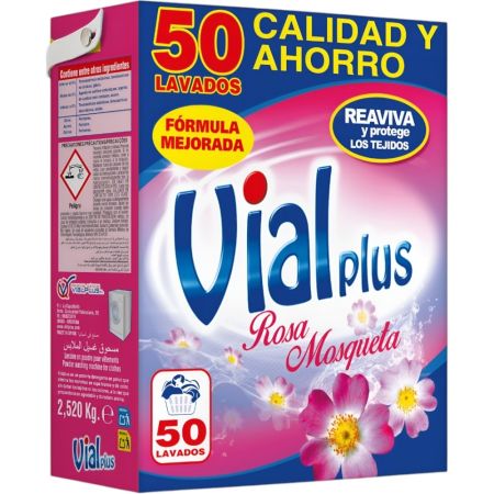 Vialplus Rosa Mosqueta Detergente Detergente en polvo reaviva y protege los colores 50 lavados 2520 gr