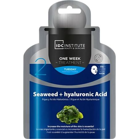 Idc Institute Mascarilla Seaweed + Hyaluronic Acid Mascarilla facial de tejido precortada con nutrientes naturales de máxima hidratación y nutrición