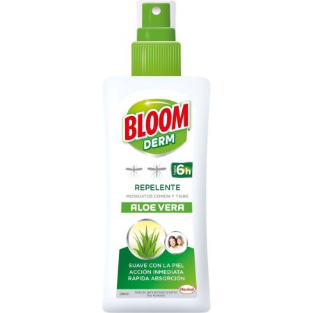 Bloom Derm Repelente Aloe Vera Repelente de mosquitos común y tigre absorción rápida y acción inmediata 100 ml