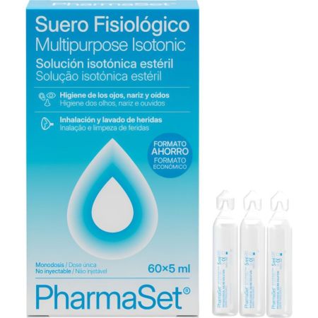 Pharmaset Suero Fisiológico Suero fisiológico limpia y descongestiona oídos nariz y heridas aliviando la sequedad ocular