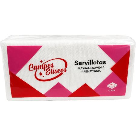Campos Eliseos Pura Celulosa Servilletas Servilletas muy asorbentes de 1 capa 33x33 cm 140 uds