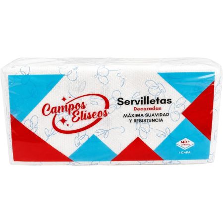 Campos Eliseos Pura Celulosa Servilletas Decorada Servilletas muy asorbentes de 1 capa 33x33 cm 140 uds