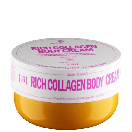 Bongamo Rich Collagen Body Cream Crema corporal de textura ligera hidrata mejorando la firmeza y elasticidad con aroma fresco y cítrico 200 ml