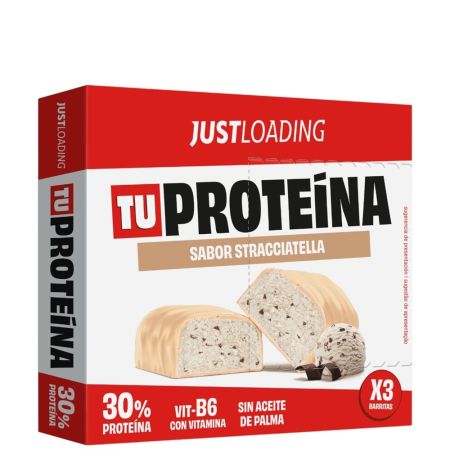 Justloading Barritas Tu Proteína Stracciatella Complemento Alimenticio Barritas proteicas ideales para la recuperación muscular y como snack saludable 3 uds