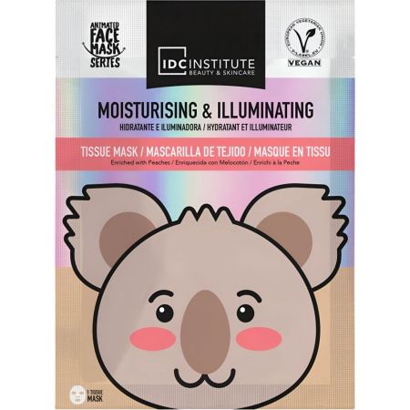 Idc Institute Moisturising & Illuminating Mascarilla Mascarilla facial vegana de tela humectante para piel radiante e hidratada