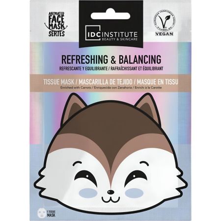 Idc Institute Refreshing & Balancing Mascarilla Mascarilla facial vegana de tela refrescante y equilibrante piel limpia purificada y fresca