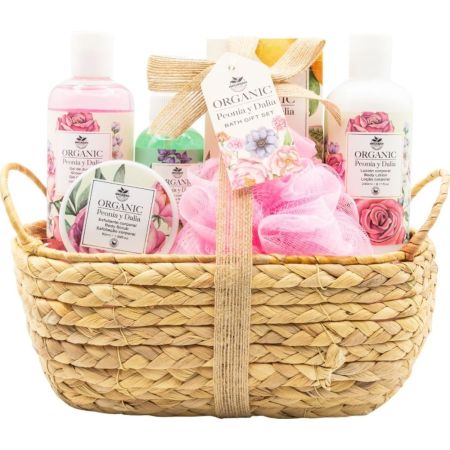 Becasan Nature Organic Peonía Y Dalia Bath Gift Set Set de baño reutilizable y relajante ideal para regalar mima tu piel con delicioso aroma a peonía y dalias