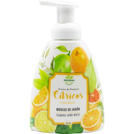 Becasan Nature Cítricos Mousse De Jabón Jabón de manos con dosificador limpia eficazmente ofreciendo hidratación y cuidado con aroma citríco 360 ml