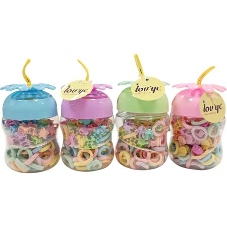 Lov'Yc Coleteros De Goma Y Pinzas Bote Flor Set capilar ideal para crear looks creativos manteniendo el cabello recogido 1 ud