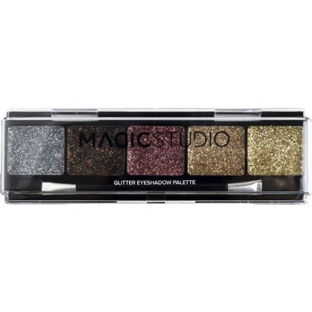 Magic Studio Glitter Paleta Paleta de sombras de ojos tonos vibrantes y glamurosos 5 tonos