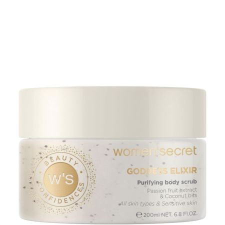 Women'Secret Beauty Confidences Goddess Elixir Purifying Body Scrub Exfoliante corporal renueva y alisa con partículas de coco y extracto de fruta de la pasión 200ml