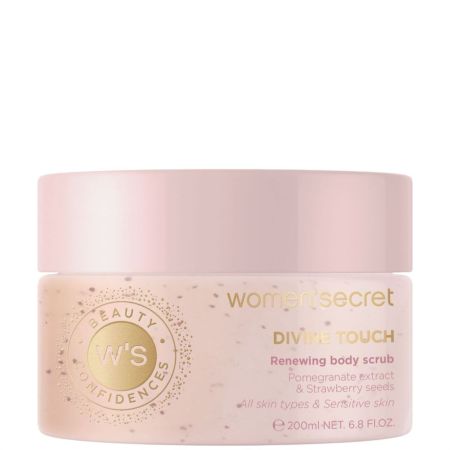 Women Secret Beauty Confidences Divine Touch Renewing Body Scrub Exfoliante corporal renueva y alisa con extracto de granada y semillas de fresa 200 ml