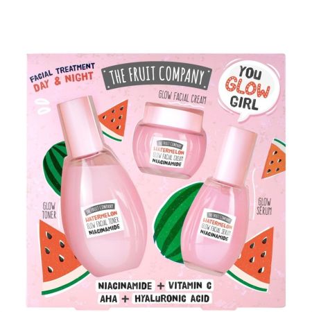 The Fruit Company Watermelon Niacinamide Estuche Set de cuidado facial con ingredientes estrella luce una piel fresca radiante e hidratada lista para brillar