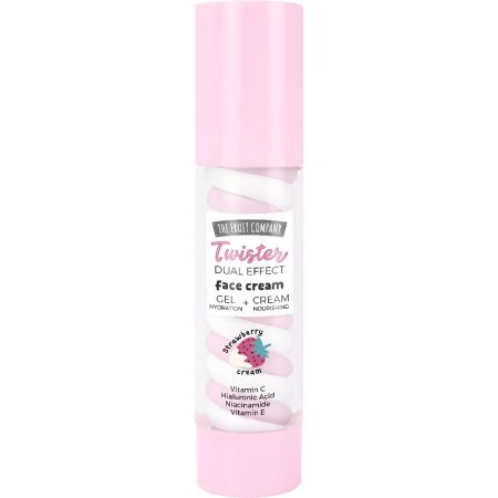 The Fruit Company Twister Dual Effect Face Cream + Gel Crema facia de textura gel ofrece hidratación y luminosidad al instante con vitamina c y ácido hialurónico 50 gr