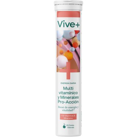 Vive+ Multi Vitamínico Y Minerales Energía Complemento Alimenticio Complemento alimenticio para mantener una salud general óptima sabor naranja 20 uds