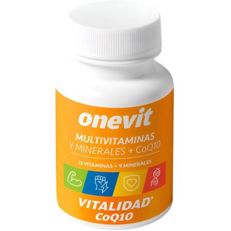 Onevit Vitalidad Multivitaminas Y Minerales+Coq10 Complemento alimenticio sin gluten ni lactosa ofrece la vitalidad diaria que necesitas 45 uds