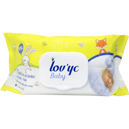 Lov'Yc Baby Toallitas Para Bebé Toallitas con tapa y aloe vera y 0% alcohol limpian suavizan e hidratan la piel