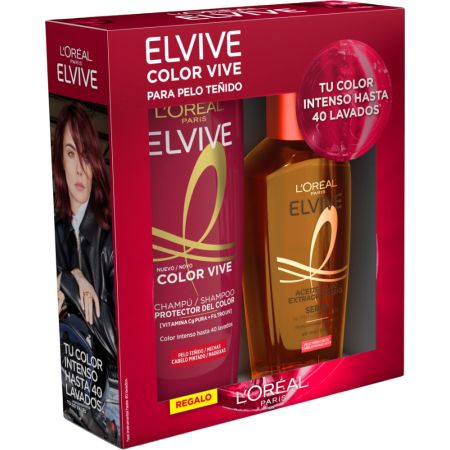 Elvive Aceite Extraordinario Sérum + Color Vive Champú Gratis Pack regalo capilar repara en profundidad desde la raíz hasta las puntas para cabello teñido o con mechas