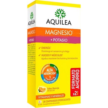 Aquilea Magnesio+ Potasio Complemento Alimenticio Formato Ahorro Complemento alimenticio restaura los minerales perdidos y aporta energía 48 uds