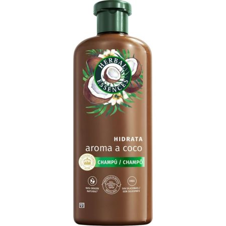 Herbal Essences Aroma A Coco Hidrata Champú Champú vegano hidratante ofrece una sensación de equilibrio con suave aroma para cabello seco 350 ml