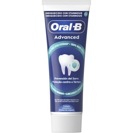 Oral-B Dentífrico Advanced Prevención Del Sarro Pasta de dientes antibacteriana previene el sarro y crecimiento de placa con sabor menta dulce 75 ml