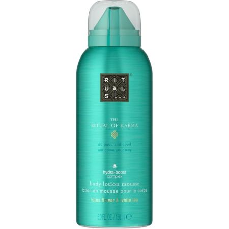 Rituals The Ritual Of Karma Body Lotion Mousse Loción corporal espumosa hidrata recuperando suavidad y elasticidad de la piel con aroma a loto sagrado y té blanco