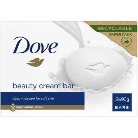Dove Beauty Cream Bar Duplo Jabón en pastilla para un acabado suave y cuidado 2x90 gr
