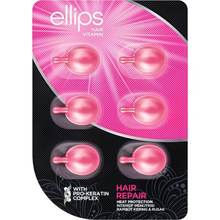 Ellips Hair Vitamin Hair Repair Heat Protection Vitamina capilar hidratante con protección térmica y keratina ofrece suavidad y brillo para cabello dañado 6 uds