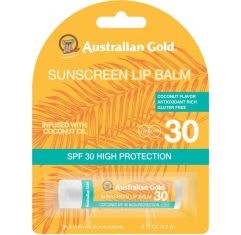 Imagen de Australian Gold Sunscreen Lip Balm Spf 30 Bálsamo labial hidratante nutre cuida y protege con coco 4,2 gr