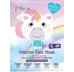 Imagen de 7th Heaven Unicorn Face Mask Mascarilla de tela refrescante hidrata y calma de flor de loto y arándano