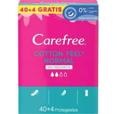 Imagen de Carefree Sin Fragancia Cotton Feel Normal Protegeslips Protegeslip de rápida absorción antifugas y 100% transpirable ofrece máxima protección 44 uds