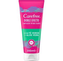 Imagen de Carefree Doble Efecto Limpiador Íntimo Diario Gel de higiene íntima suave y sin jabón duradero 12 horas con té verde y aloe vera 200 ml