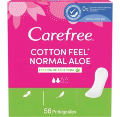 Carefree Cotton Feel Normal Aloe Protegeslips Protegeslip 100% transpirable ofrece protección suave y sensación refrescantre 56 uds