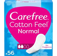 Carefree Protegeslips Sin Fragancia Cotton Feel Normal Protegeslip de rápida absorción antifugas y 100% transpirable ofrece máxima protección