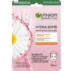 Imagen de Garnier Skin Active Hydra Bomb Mascarilla De Tejido Calmante Mascarilla facial vegana hidratante y calmante con ácido hialurónico y manzanilla