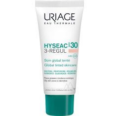 Imagen de Uriage Hyseac 3- Regul Soin Global Teinté Spf 30 Protector solar facial con color de alta cobertura unifica naturalmente la tez y oculta las espinillas 40 ml