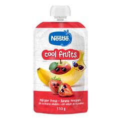 Imagen de Nestle Bolsita Cool Fruits Plátano Y Fresa Bolsita sin azúcares añadidos fruta 100% natural con vitamina c a partir de 12 meses 110 gr