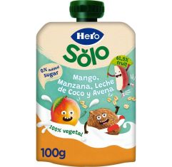 Imagen de Hero Solo Bolsita Mango Manzana Leche De Coco Y Avena Bolsita ecológica sin gluten elaborada con ingredientes 100% ecológicos a partir de 4 meses 100 gr