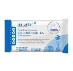 Imagen de Salustar Toallitas Húmedas Desodorantes Toallitas desodorantes con alumbre natural para sentirse limpio y fresco 15 uds