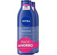 Imagen de Nivea Nutritivo Body Milk Con Ácido Hialurónico Pack Ahorro Leche corporal nutritiva penetra profundamente y ofrece hidratación intensiva 72 horas con aceite de almendras 2x400 ml