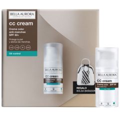 Imagen de Bella Aurora Cc Cream Crema Color Oil Free Spf 50+ Bolsa Gratis Pack regalo solar facial con color hidratante antimanchas purifica regula y matifica sin aceites