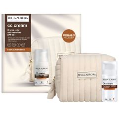 Imagen de Bella Aurora Cc Cream Toque Color Extracubriente Spf 50+ + Neceser Gratis Crema hidratante con color antimanchas de óptima cobertura para cubrir hiperpigmentaciones y unificar el tono 30 ml