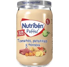 Imagen de Nutriben Potitos Tomates Patatitas Y Ternera Tarrito sin almidones 100% aceite de oliva sin sal ni azúcares añadidos a partir de 6 meses 235 gr